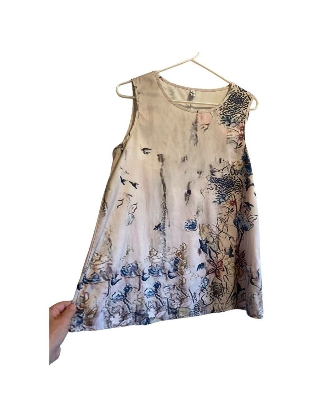 Misslook Floral Dress Shell Top Blouse Womens Medium Muted Pastel Colors Lovely